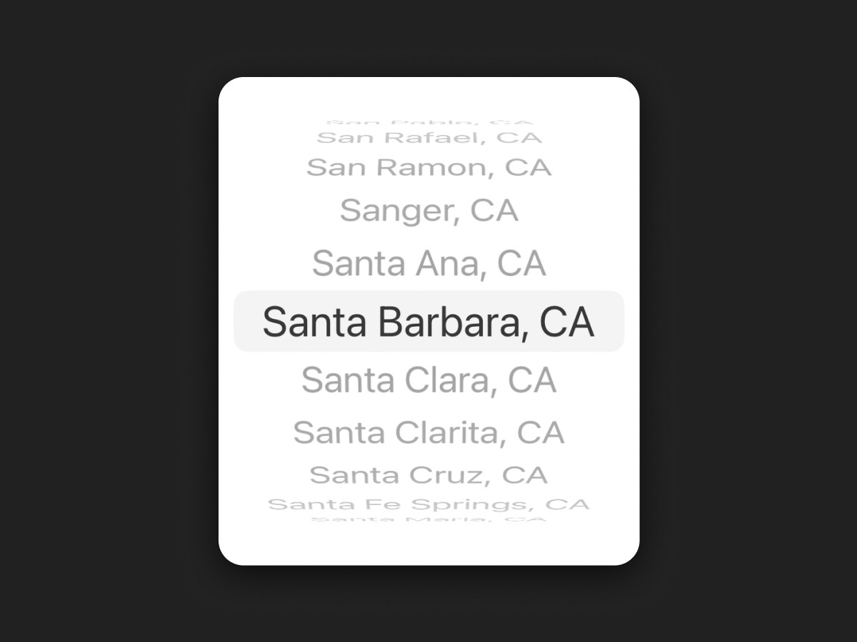 A native picker with California cities